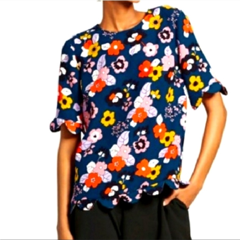 Victoria Beckham for Target Navy Floral Blouse Size XSmall